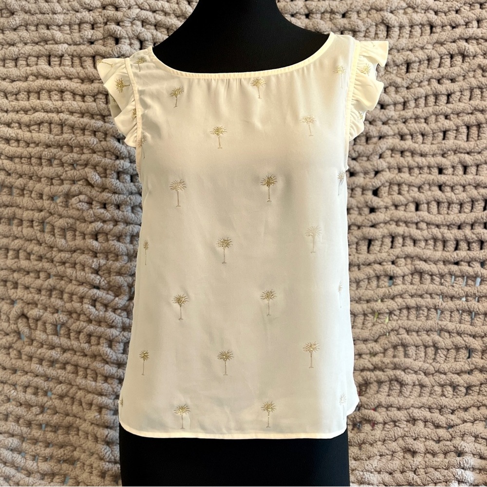 WESTMOON Cream Ruffled Cap Sleeve Blouse Size Medium